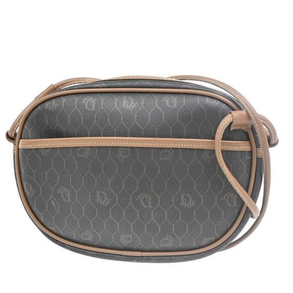 CHRISTIAN DIOR Logos Honeycomb Shoulder Bag PVC Leather Brown Gold 68FB851 - Picture 1 of 15